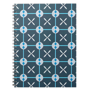 Cuaderno Patrón geométrico abstracto azul y blanco