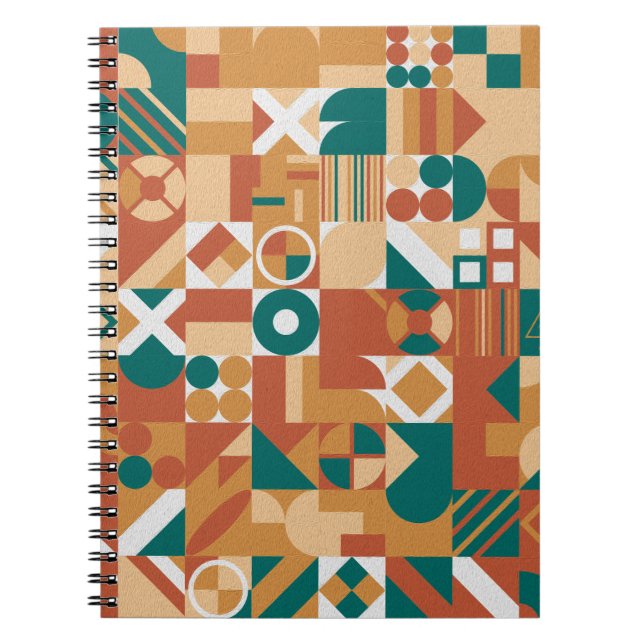 Cuaderno Patrón geométrico abstracto. Cifras multicolores.  (Frente)