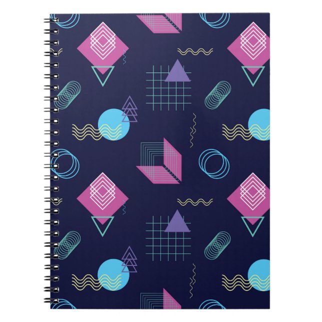 Cuaderno Patrón geométrico abstracto, formas de línea. (Frente)
