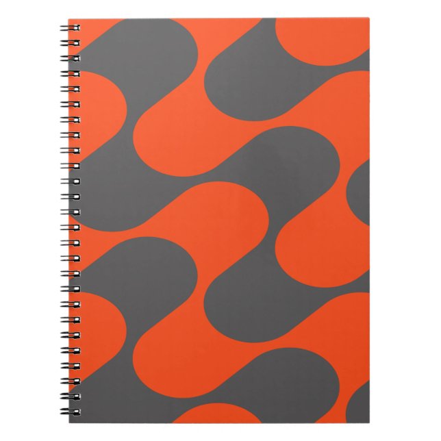 Cuaderno Patrón geométrico abstracto moderno naranja y gris (Frente)