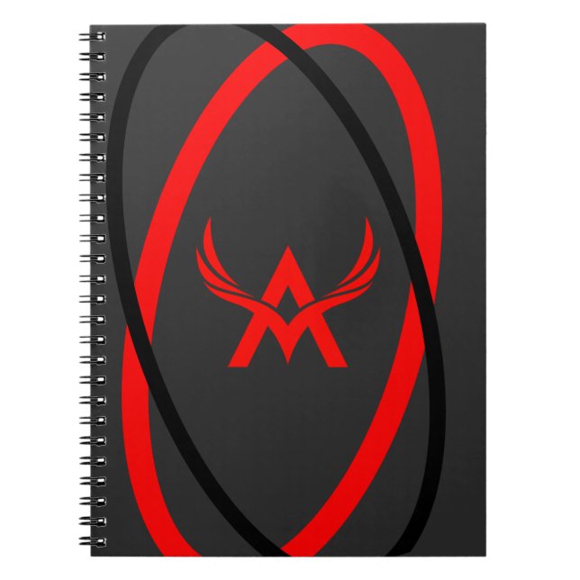 Cuaderno Patrón geométrico abstracto negro rojo gris (Frente)