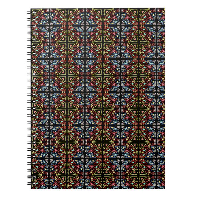 Cuaderno Patrón geométrico alienígena tecnológico multicolo (Frente)