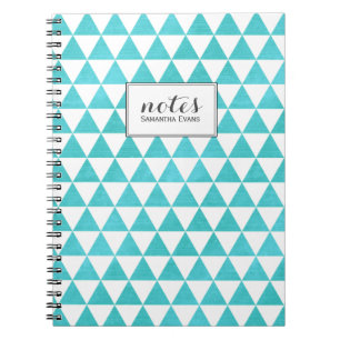Cuaderno Patrón geométrico Aqua Blue Triangles