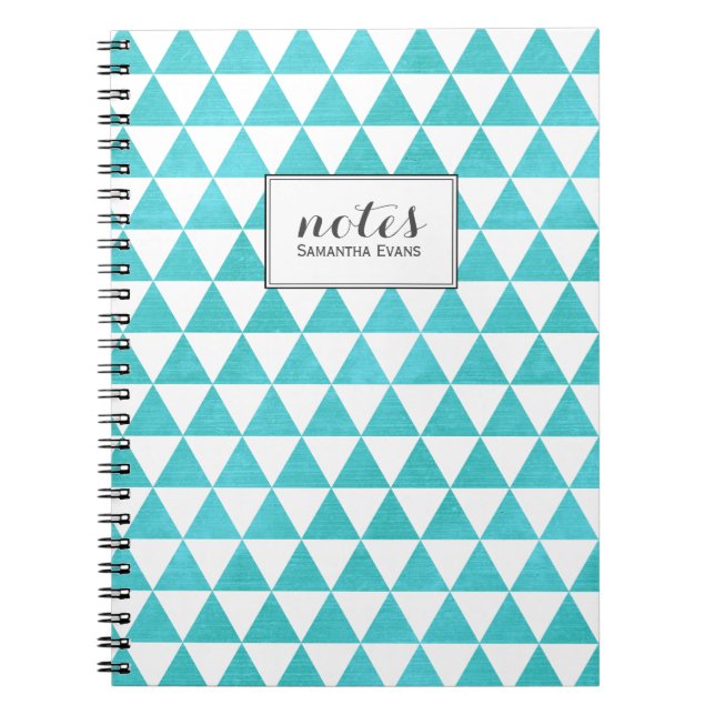 Cuaderno Patrón geométrico Aqua Blue Triangles (Frente)