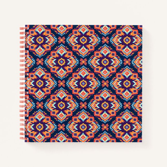Cuaderno Patrón geométrico azteca colorido (Anverso)