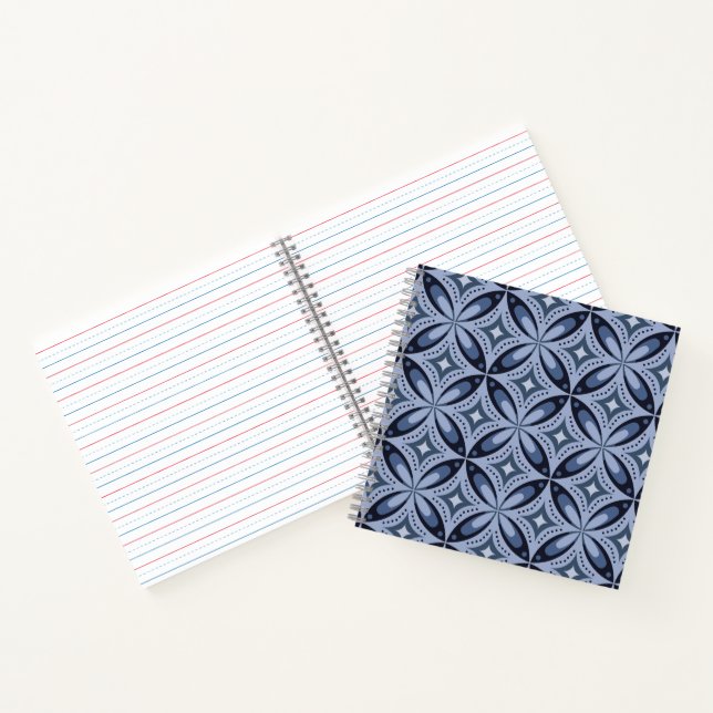 Cuaderno Patrón geométrico azul estilo retro (Interior)