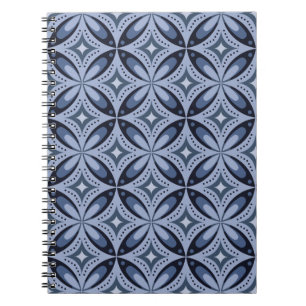 Cuaderno Patrón geométrico azul estilo retro
