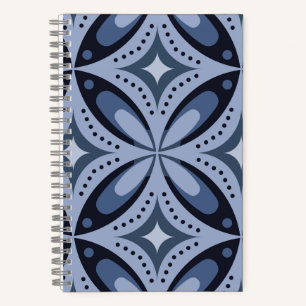 Cuaderno Patrón geométrico azul estilo retro