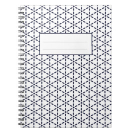 Cuaderno Patrón geométrico azul marino sobre blanco