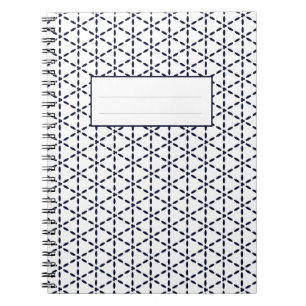 Cuaderno Patrón geométrico azul marino sobre blanco