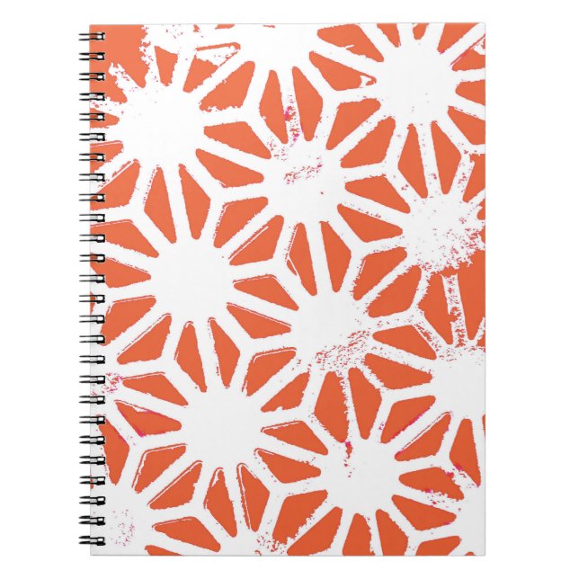 Cuaderno Patrón geométrico blanco y naranja (Frente)