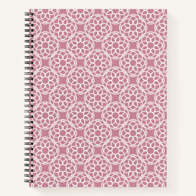 Cuaderno Patrón geométrico blanco y rosa sin fisuras (Anverso)