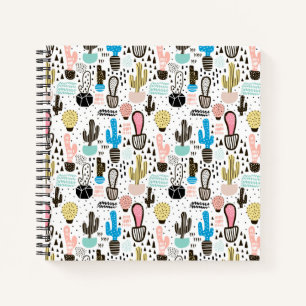 Cuaderno Patrón geométrico Cactus moderno