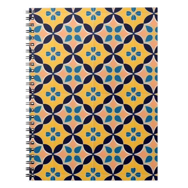 Cuaderno Patrón geométrico colorido con diseño de baldosas  (Frente)