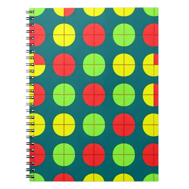 Cuaderno Patrón geométrico colorido con verde, rojo (Frente)
