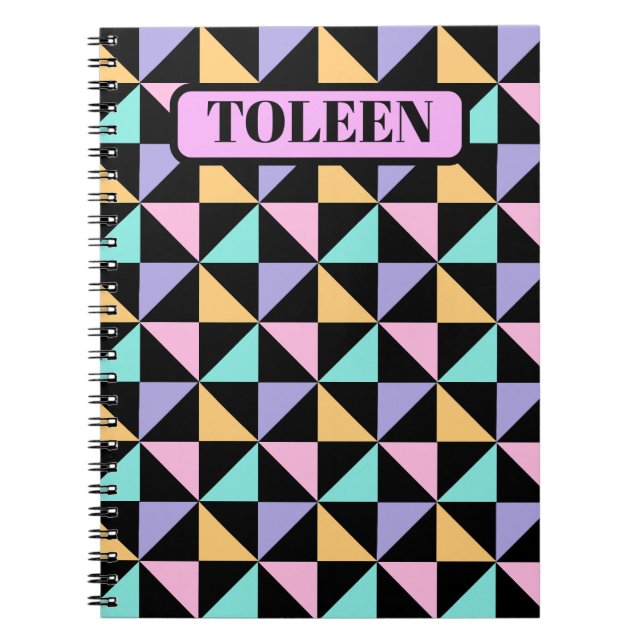Cuaderno Patrón geométrico colorido personalizado (Frente)