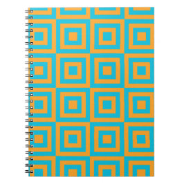 Cuaderno Patrón geométrico cuadrado retro - Naranja atrevid