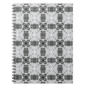 Cuaderno Patrón geométrico de apertura blanco y negro Anna