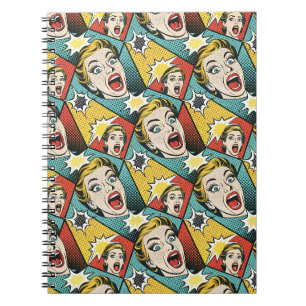 Cuaderno Patrón geométrico de arte pop retro estilo cómic