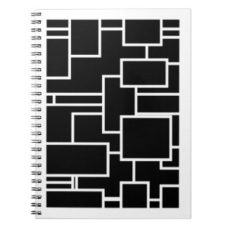 Cuaderno Patrón geométrico de bloques en blanco y negro min