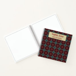 Cuaderno Patrón geométrico de borgoña textil azteca