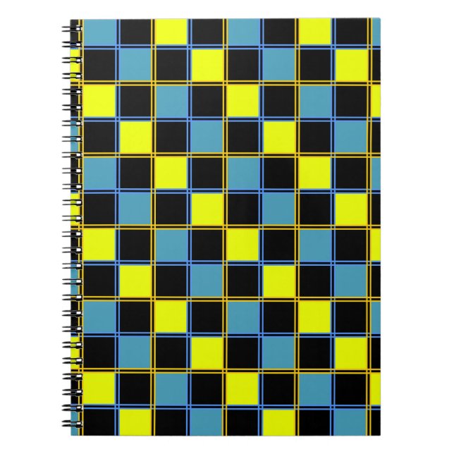 Cuaderno Patrón geométrico de color azul amarillo (Frente)