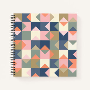 Cuaderno Patrón geométrico de corte en marina y coral de es