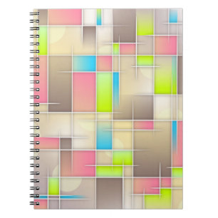 Cuaderno Patrón geométrico de cuadros abstractos coloridos