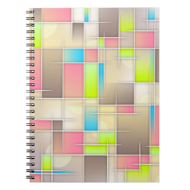 Cuaderno Patrón geométrico de cuadros abstractos coloridos (Frente)