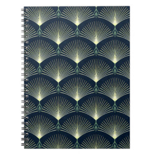 Cuaderno Patrón geométrico de estilo Art Déco Azul Oscur