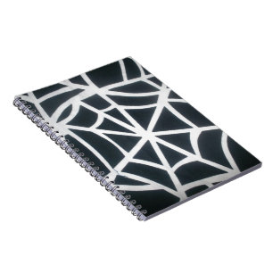 Cuaderno Patrón geométrico de la web de araña blanca y negr