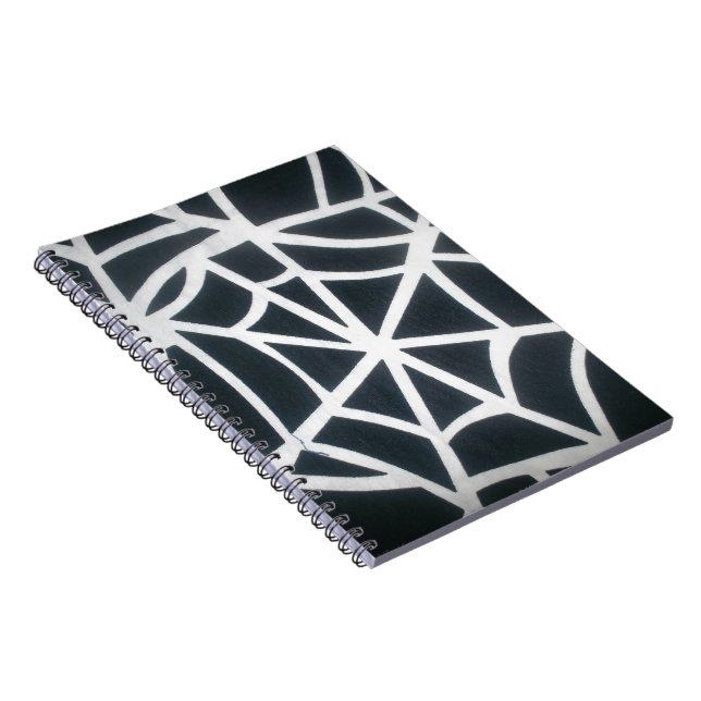 Cuaderno Patrón geométrico de la web de araña blanca y negr (Lado Derecho)