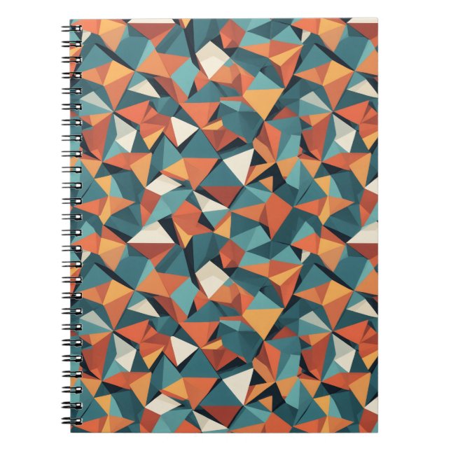 Cuaderno Patrón geométrico de mediados de siglo en verde az (Frente)