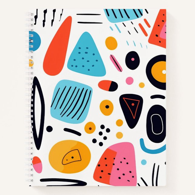 Cuaderno Patrón geométrico de Memphis colorido y juguetón (Anverso)
