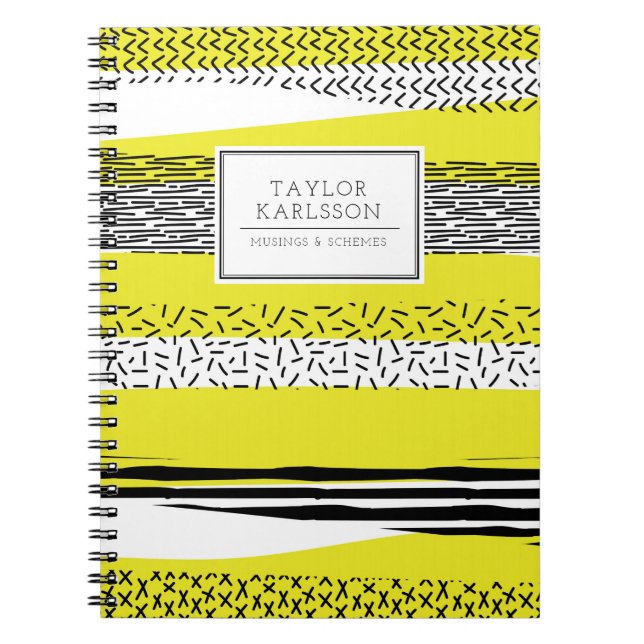 Cuaderno Patrón geométrico de mezcla de amarillo y negro pe (Frente)