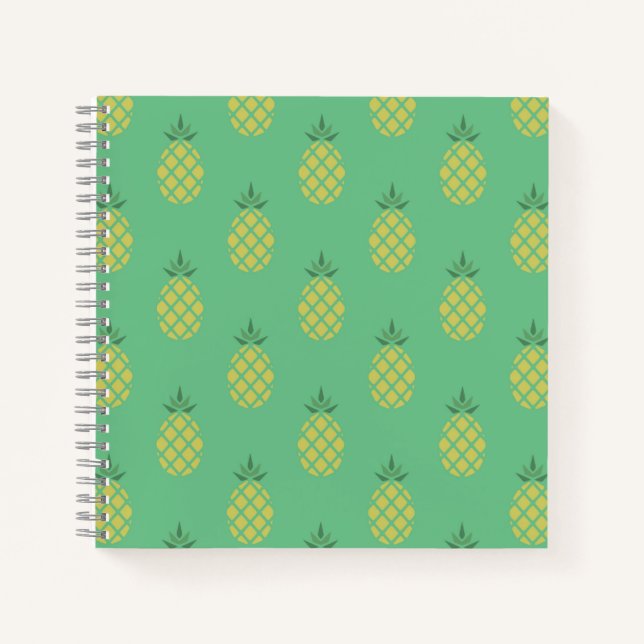 Cuaderno Patrón geométrico de piña en verde (Anverso)