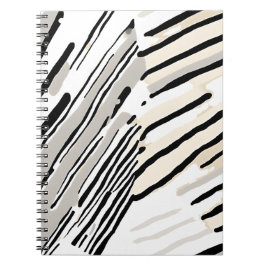 Cuaderno Patrón geométrico de rayas negras, blancas y grise