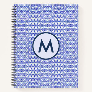 Cuaderno Patrón geométrico de triángulo moderno azul minima