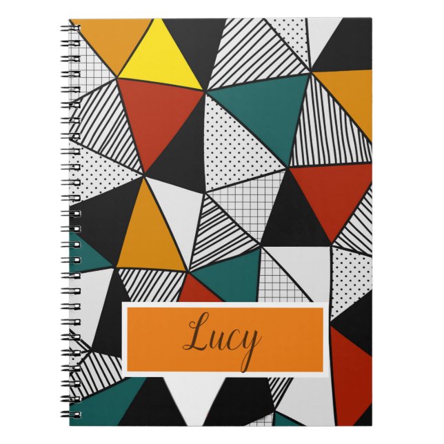 Cuaderno patrón geométrico de triángulos coloridos (Frente)