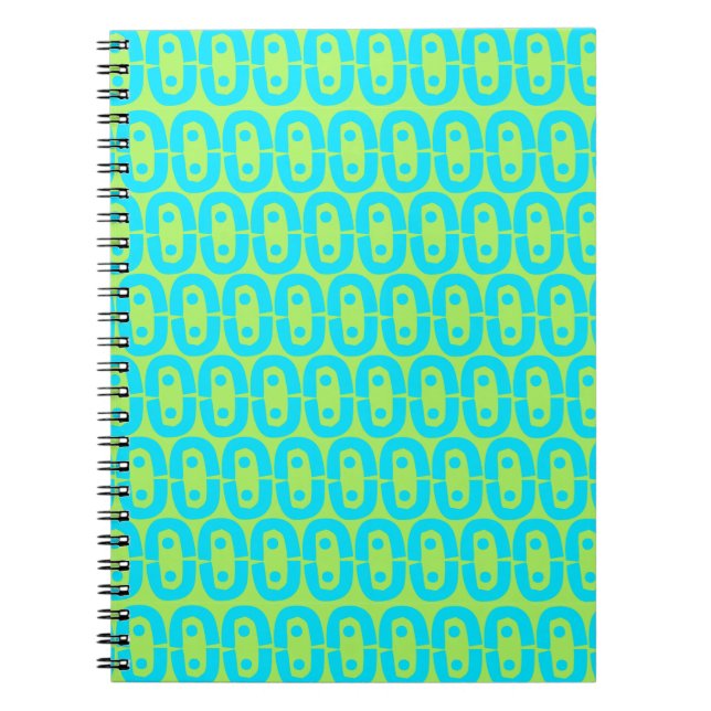 Cuaderno Patrón geométrico de turquesa y verde lima (Frente)