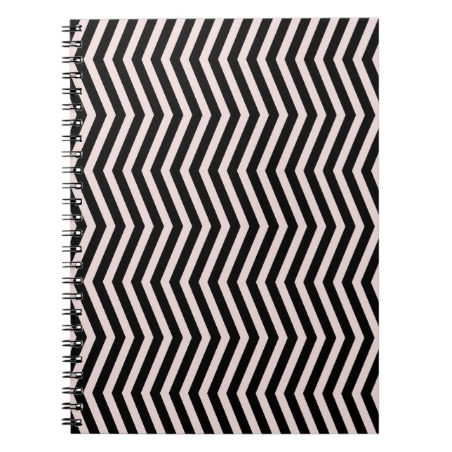 Cuaderno Patrón geométrico de Zig Zag rosa y negro (Frente)