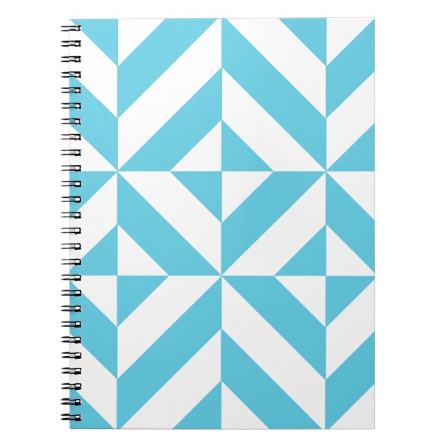 Cuaderno Patrón geométrico decenal oceánico azul (Frente)