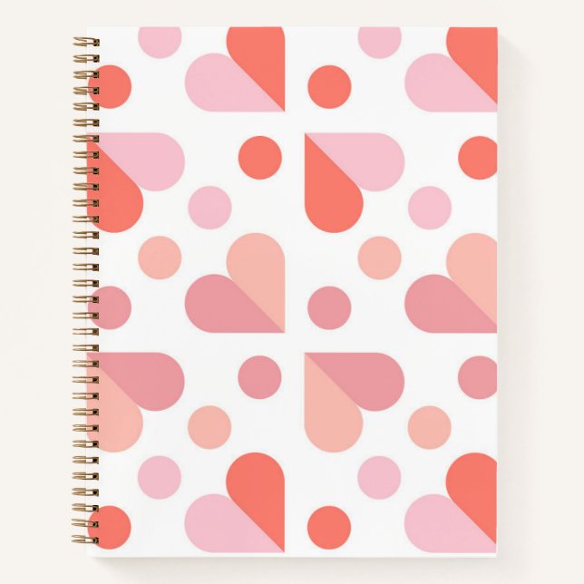 Cuaderno Patrón geométrico del corazón abstracto (Anverso)
