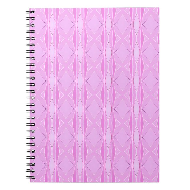 Cuaderno Patrón geométrico del lino rosado y el diamante ma (Frente)