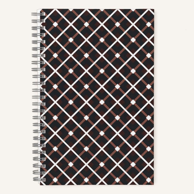 Cuaderno Patrón geométrico en tonos marrones negros y cálid (Anverso)