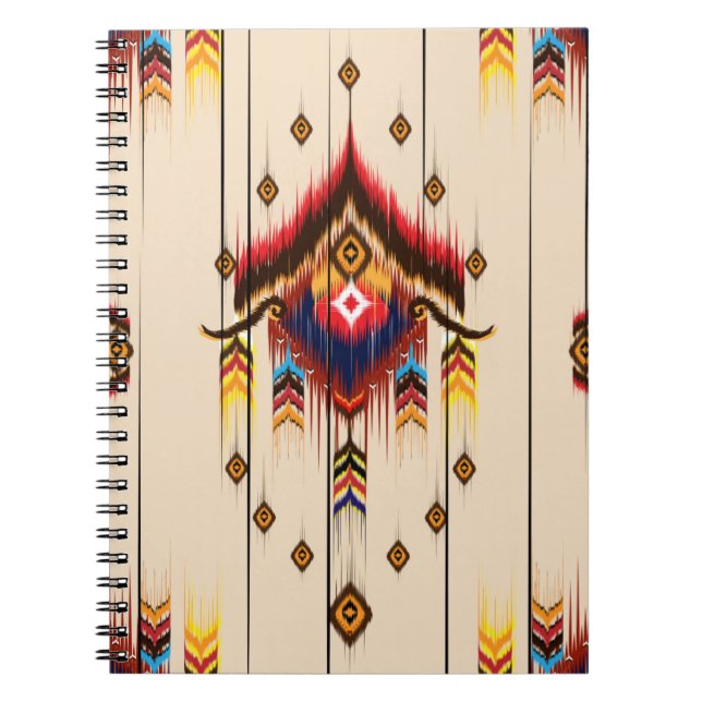 Cuaderno Patrón geométrico étnico abstracto, geométrico Ika (Frente)