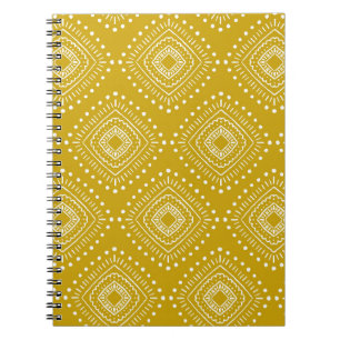 Cuaderno Patrón geométrico étnico: amarillo dorado, blanco