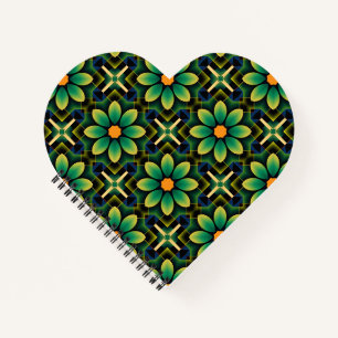 Cuaderno Patrón geométrico floral amarillo y verde Mandala