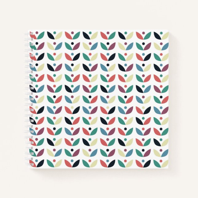 Cuaderno Patrón geométrico floral de arte folclórico (Anverso)