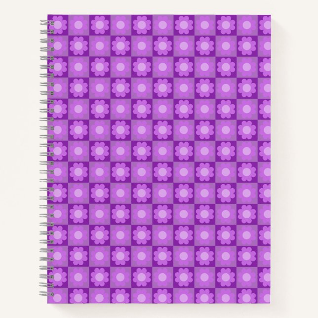 Cuaderno Patrón geométrico floral púrpura (Anverso)